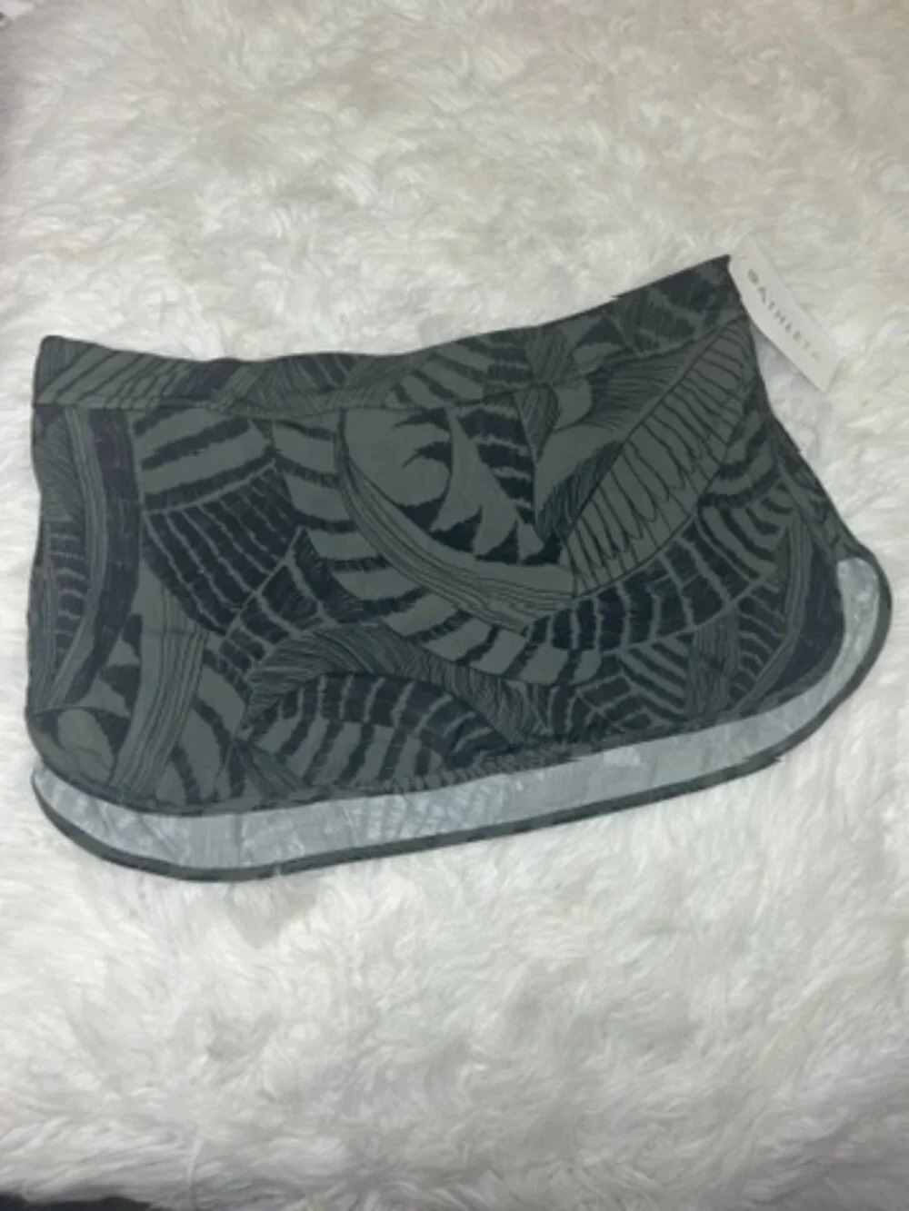 ATHLETA NWT Tidal Swim Skirt Women's XL Back Gray Zipper Pocket Bikini Brief